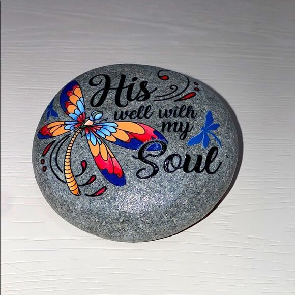 Handmade Decorative Stone with Colorful Butterfly Design - Picture 1 of 6